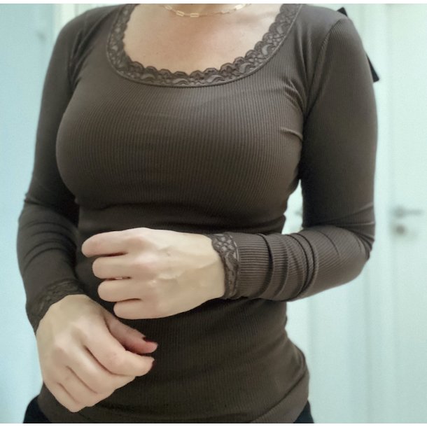 Frida rib Top lange rmer microfiber S-XXL