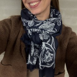 T�rkl�de blomst viskose/uld