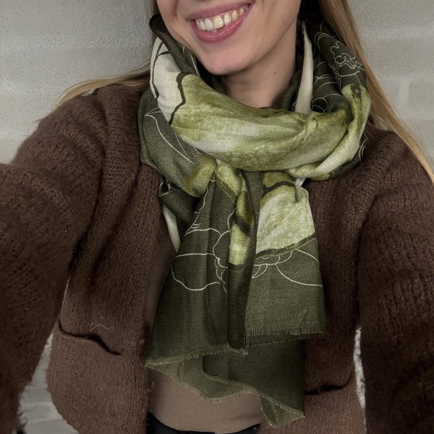 T�rkl�de blomst viskose/bomuld