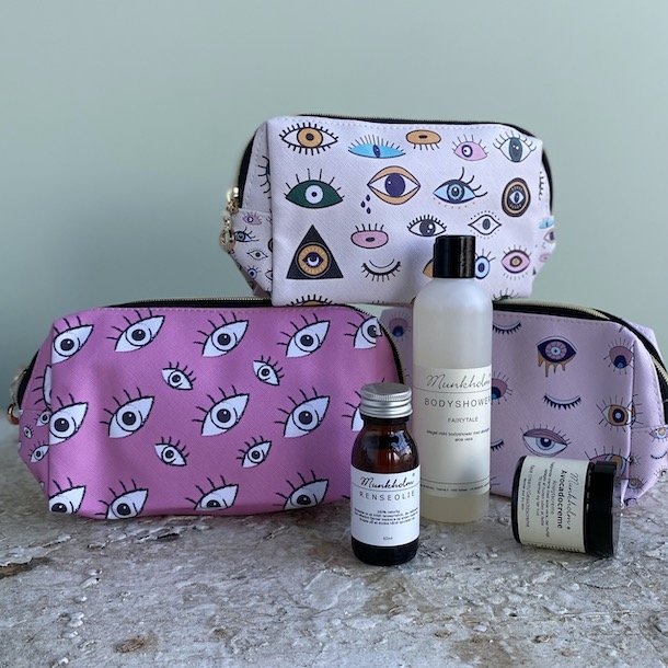 Toilettaske eyes mellem