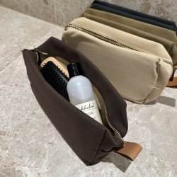 Toilettaske unisex kanvas og lder