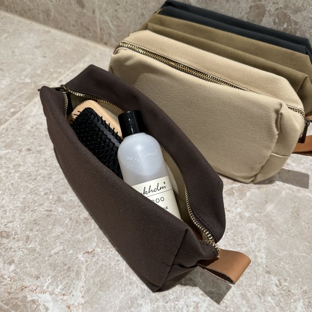 Toilettaske unisex kanvas og lder