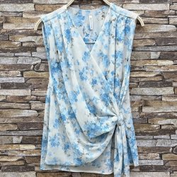 Bluse Flora i let voile med print - one size 