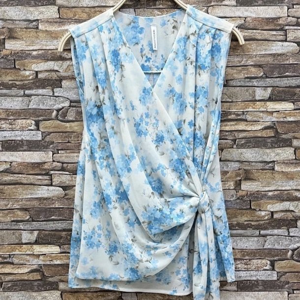 Bluse Flora i let voile med print - one size 