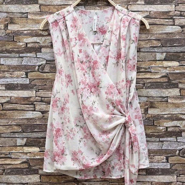 Bluse Flora i let voile med print - one size 
