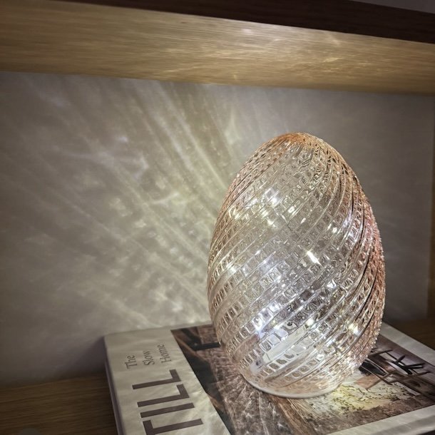 Lampe m. LED rosa Glas