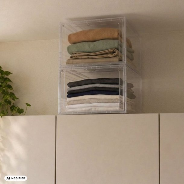 Stabelbare opbevarings kasser - akryl 34,5 � 26,5 � 19 cm