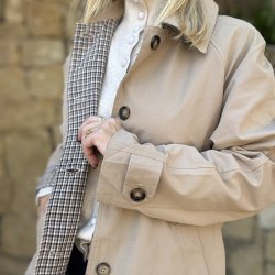 Trenchcoat med ternet foer, Olivia - str. s-xl