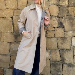 Trenchcoat med ternet foer, Olivia - str. s-xl