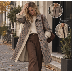 Trenchcoat vendbar beige/tern str S-XL