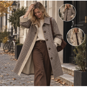 Trenchcoat vendbar beige/tern str S-XL