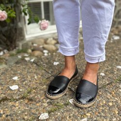 Espadrillos med blank t Sort skind str. 36-41