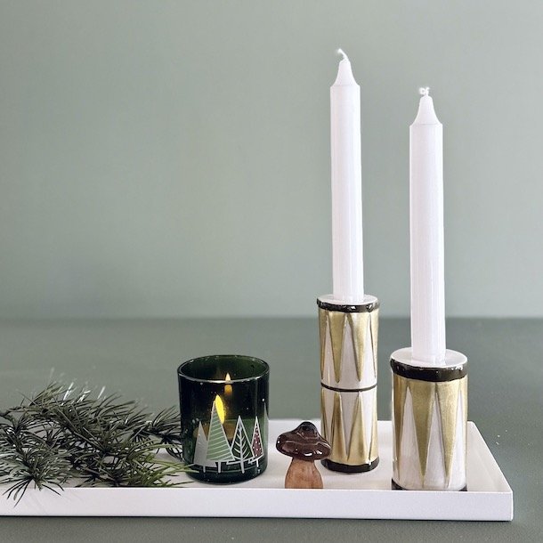 Lysestage/vase tromme D5x13cm keramik