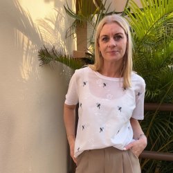 Hvid T-shirt Broderi M-XL