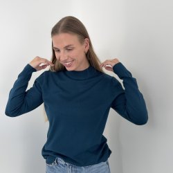 Fintstrikket bluse med turtleneck Str- L-XXL viskose miks