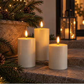 Udend�rs LED bloklys i s�t af 3 m. fjernbetjening