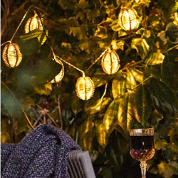 Lysk�de med mini lanterner  LED flet 180 cm