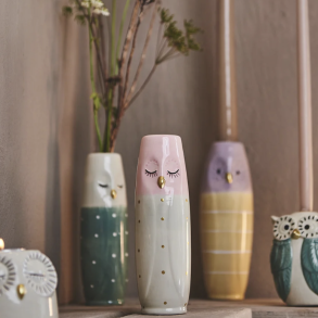 Vase ugle ansigt keramik 