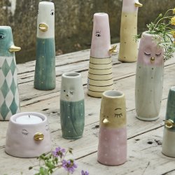 Vase ugle ansigt H10 cm Keramik 