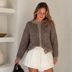 Stribet strik cardigan - Sophie onesize