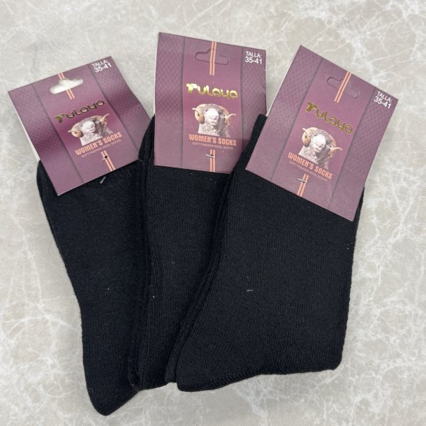 Uld str�mper dame sorte - 3 pak Onesize