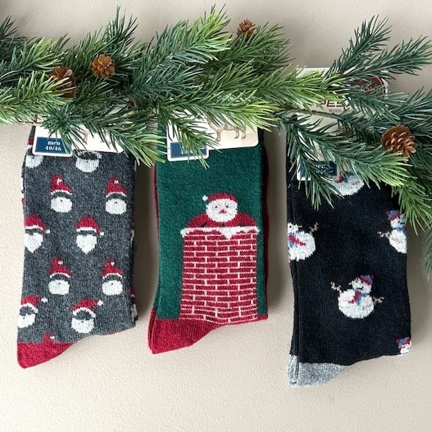 Uldstrmper med julemotiv str. 40-46