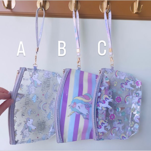 Toilettaske transparent enhjrning