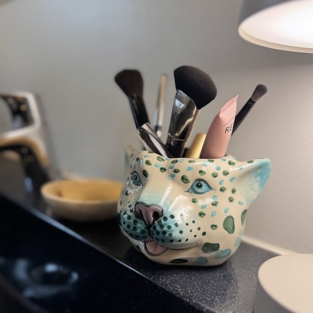 Urtepotte Leopard grn/mint Keramik