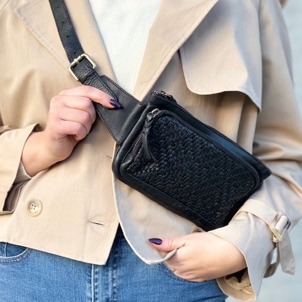 Bltetaske - bumbag flet Skind