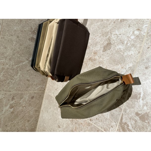 Toilettaske unisex kanvas og lder