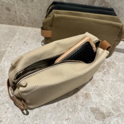 Toilettaske unisex kanvas og lder