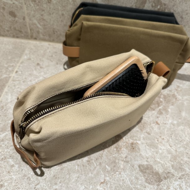 Toilettaske unisex kanvas og lder