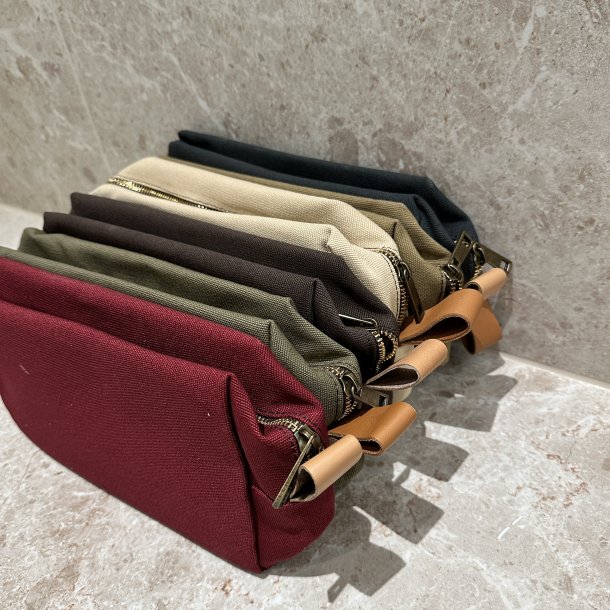 Toilettaske unisex kanvas og lder