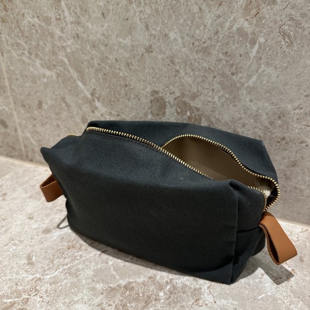 Toilettaske unisex kanvas og lder