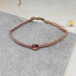 Vvet armbnd METALLIC stone pink