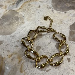 Armbnd BIG WAVY LINK 17,5+4 cm Vandfaste 18 karat forgyldt