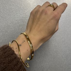 Armring SQUARE STONE Vandfaste 18 karat forgyldt 