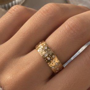 Fingerring CLAIRE stardust - Vandfast 18kt. Forgyldt 