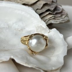 Fingerring LAGOON PEARL vandfast 18kt. forgyldt