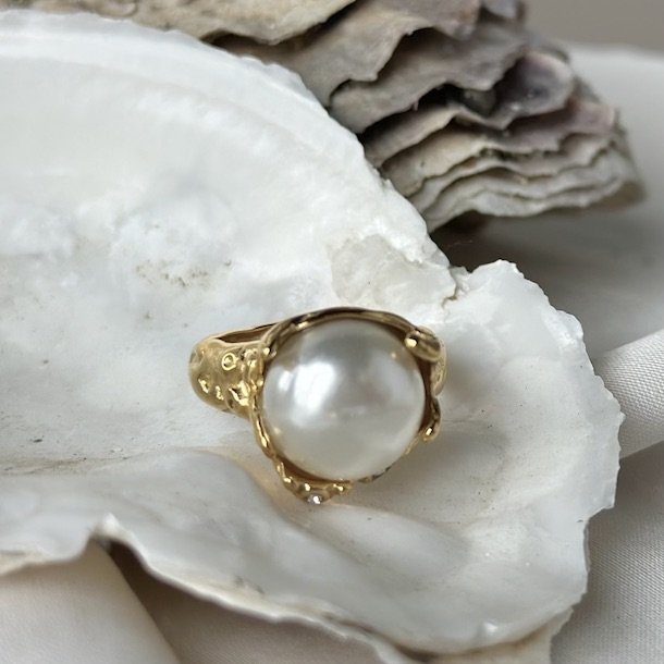 Fingerring LAGOON PEARL vandfast 18kt. forgyldt