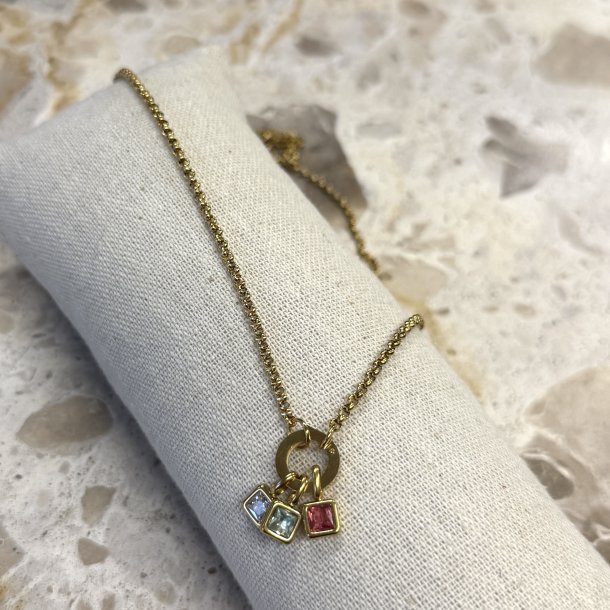 Hakskde BIRTH CHAINS 45+5 cm Vandfaste 18 karat forgyldt 