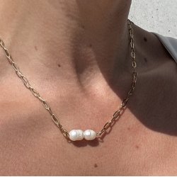 Halsk�de link pearl vandfast