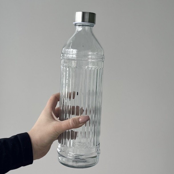 Vand flaske skruel�g s�t med 3 glas 1 Liter