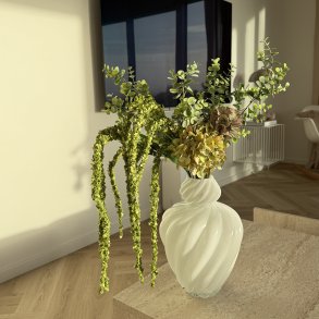 Vase H 30cm hvid Glas - m. sk�nheds fejl