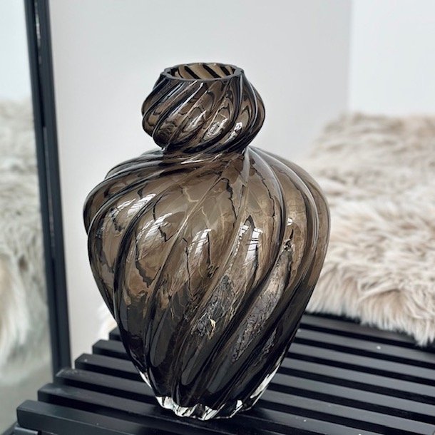 Vase H 30cm brun Glas