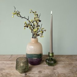 Vase med striber creme/bl/lilla