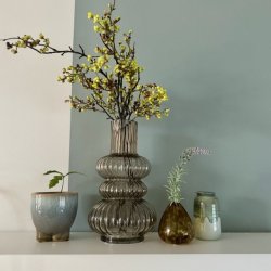 Vase mundblst rget glas