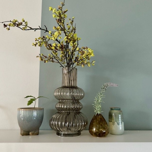 Vase mundblst rget glas