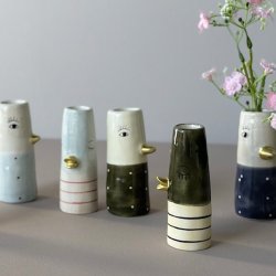 Vase ansigt med nb H 10cm keramik