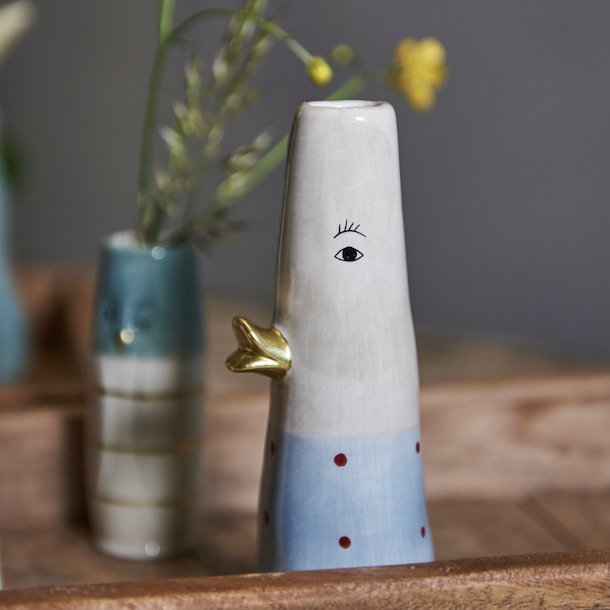 Vase ansigt med n�b Keramik